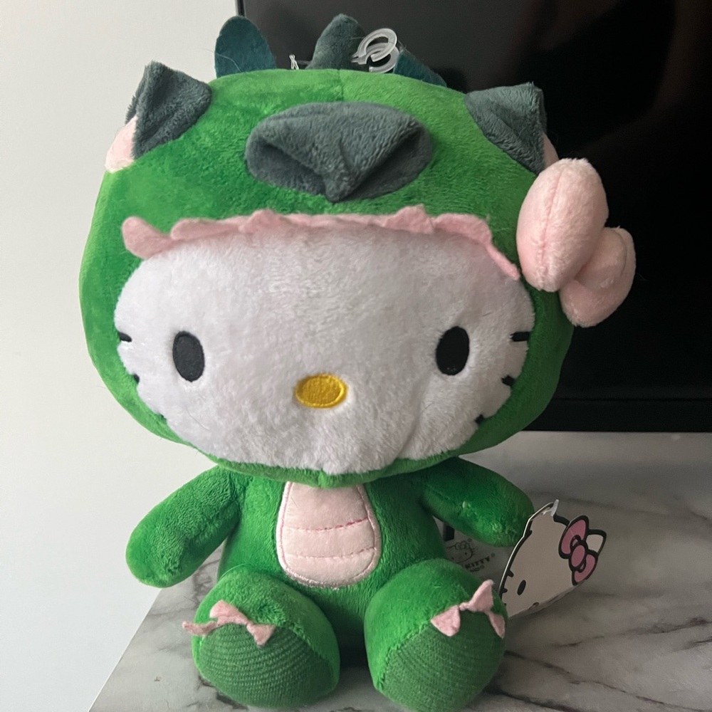Hello Kitty Green and Pink Dinosaur Stuffed Animal